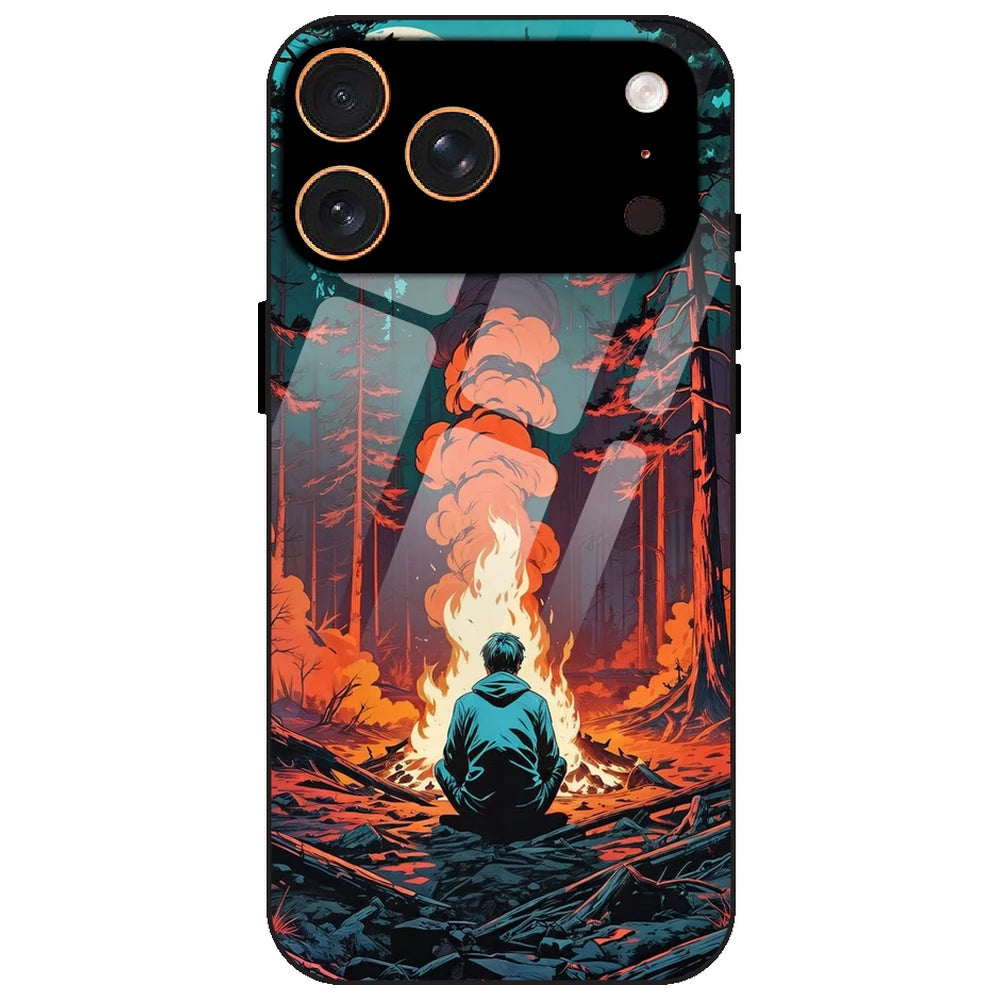 Boy With Camp Fire - Glass Case for Apple iPhone 17 Pro Max