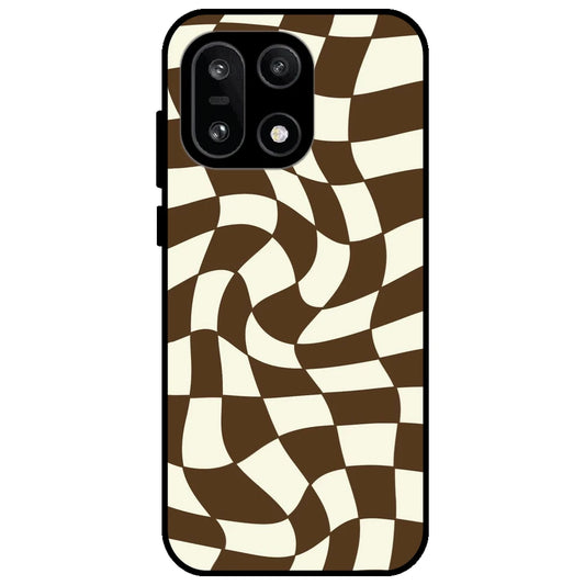 Brown Checks - Glossy Metal Silicone Case for OnePlus 15