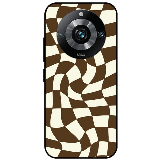 Brown Checks - Glossy Metal Silicone Case for Realme 11 Pro Plus