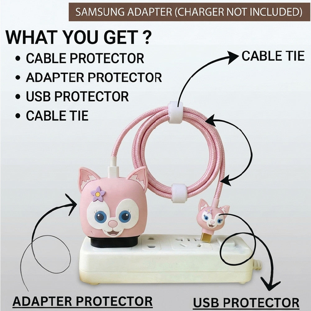 What you get – LinaBell adapter protector, USB protector, cable protector and cable tie