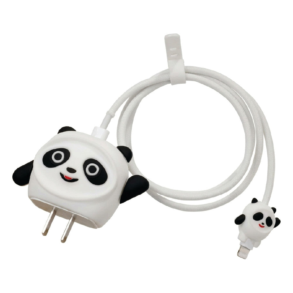 Panda charger protector set shown with the charging cable and cable tie