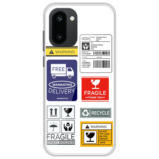 Caution Labels - Clear Printed Silicone Case for OnePlus 15R