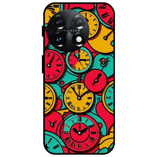Colorful Vintage Clocks - Glossy Metal Silicone Case for OnePlus 11