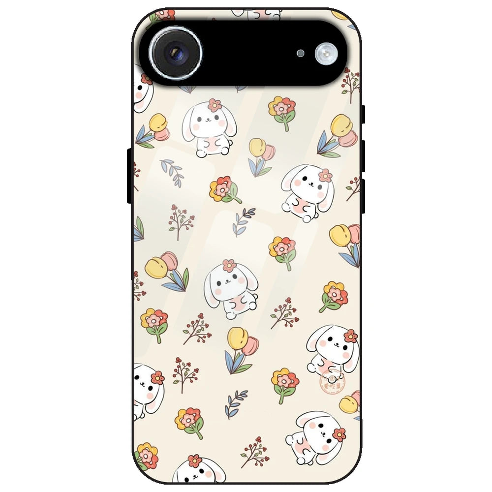 Cute Bunny & Flowers - Glass Case for Apple iPhone Air
