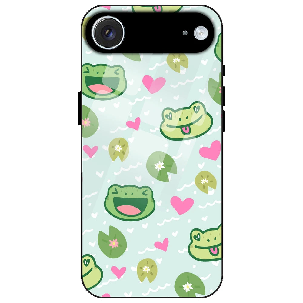 Cute Frog & Heart Pattern - Glass Case for Apple iPhone Air