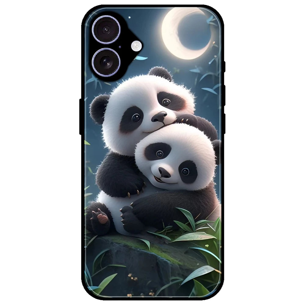 Cute Pandas - Glossy Metal Silicone Case for Apple iPhone 17