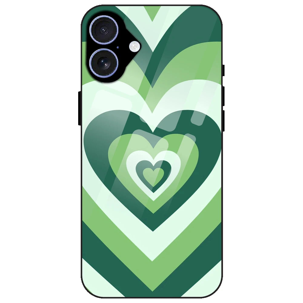 Dark Green Hearts - Glass Case for Apple iPhone 17