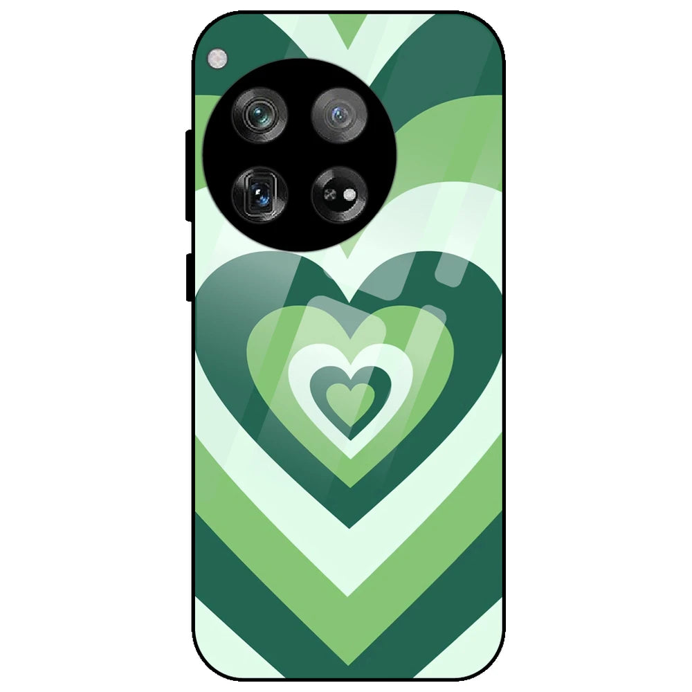 Dark Green Hearts - Glass Case for OnePlus 12