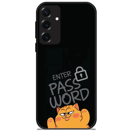 Enter Password Cat - Glossy Metal Silicone Case for Samsung Galaxy S25 Plus