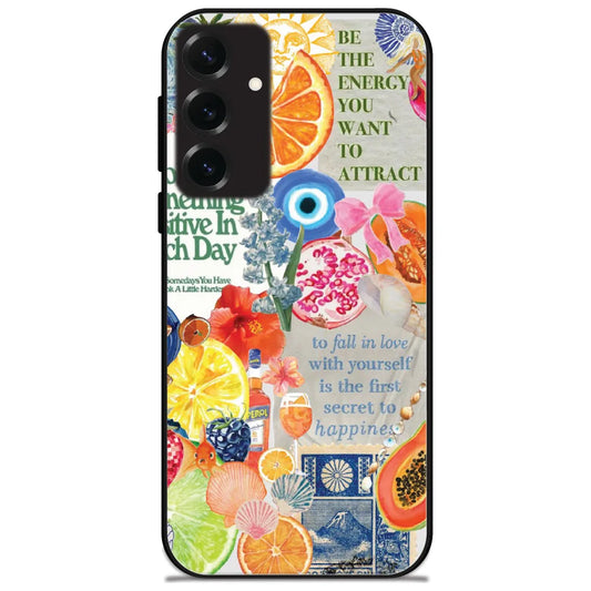 Fruity Vibes Collage - Glossy Metal Silicone Case for Samsung Galaxy S25 Plus