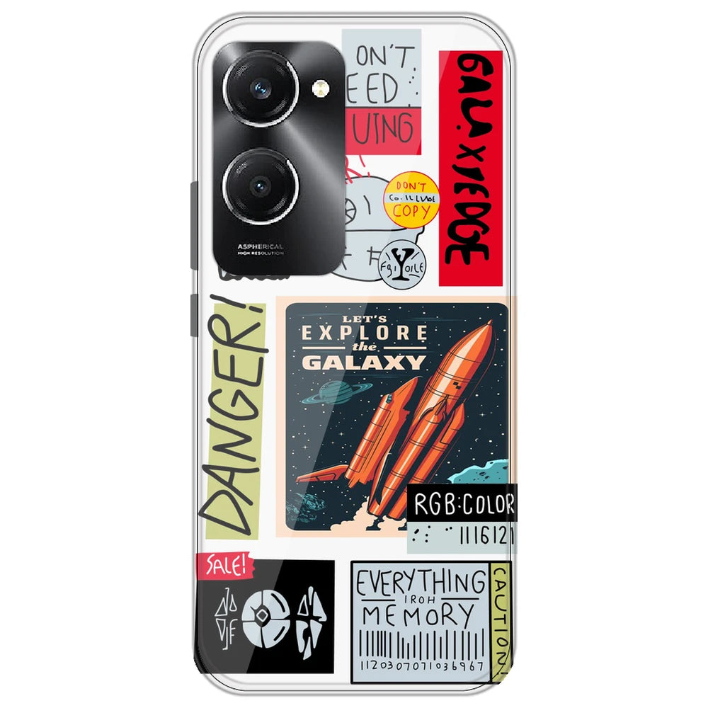 Galaxy - Clear Printed Silicone Case for Vivo T3 Lite