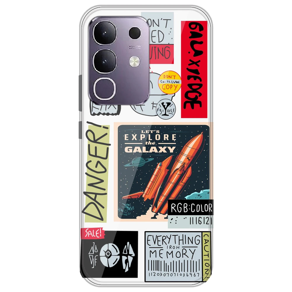 Galaxy - Clear Printed Silicone Case for Vivo T4x
