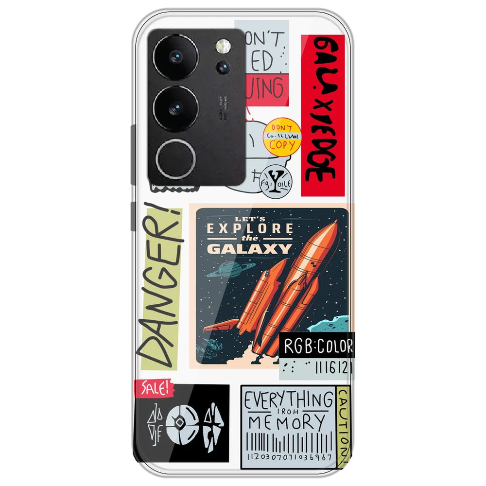Galaxy - Clear Printed Silicone Case for Vivo V29 Pro 5G