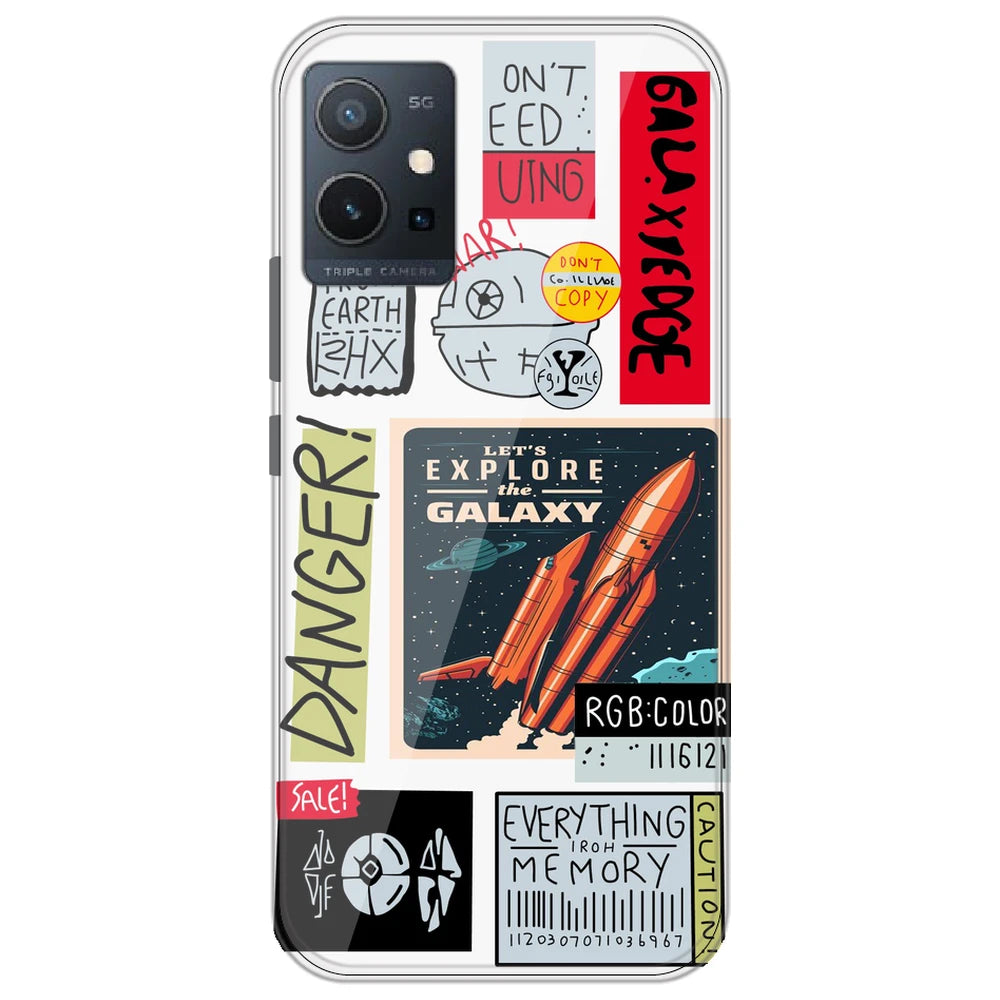 Galaxy - Clear Printed Silicone Case for Vivo Y55 5G