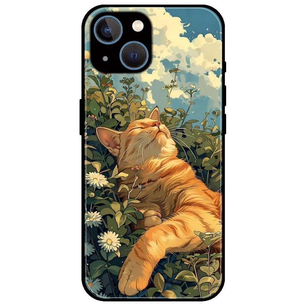 Garfield Sleeping - Glossy Metal Silicone Case for Apple iPhone 13