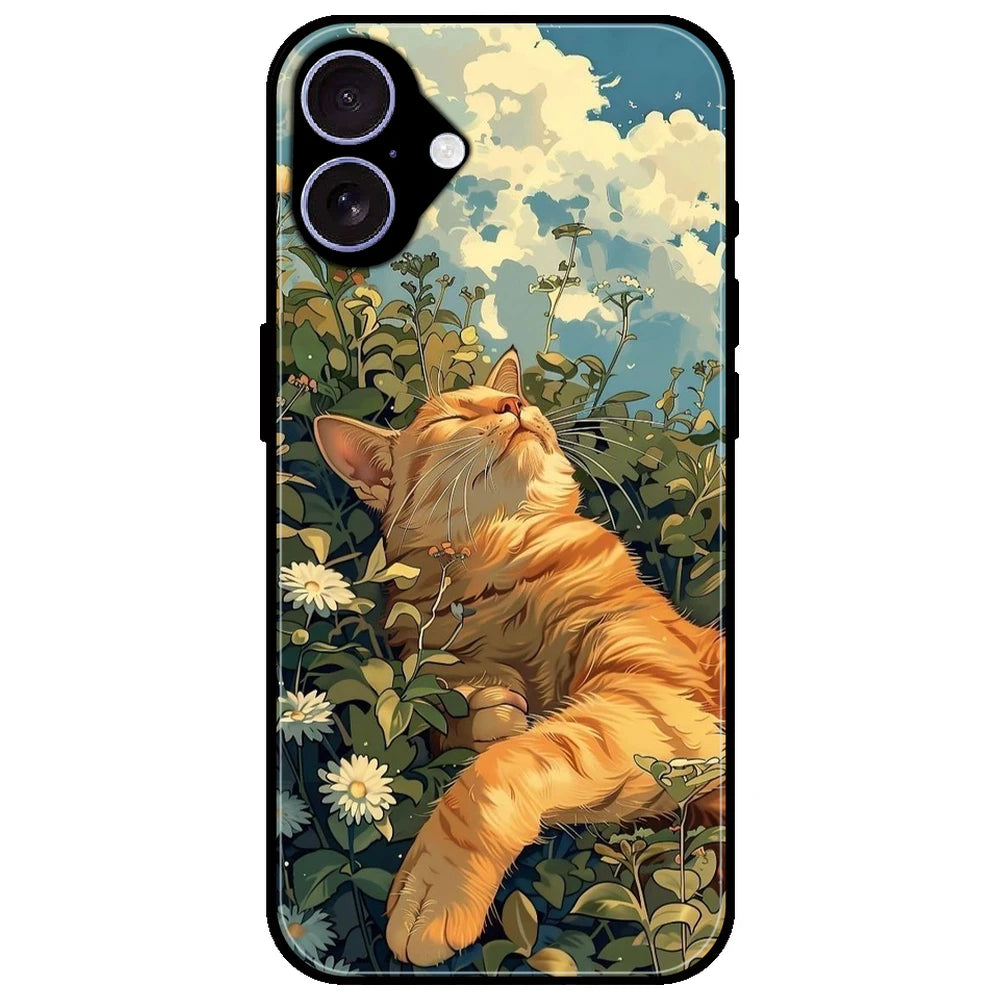 Garfield Sleeping - Glossy Metal Silicone Case for Apple iPhone 17