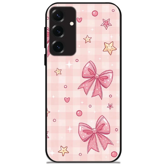 Gingham Bows Stars - Glossy Metal Silicone Case for Samsung Galaxy S25 Plus