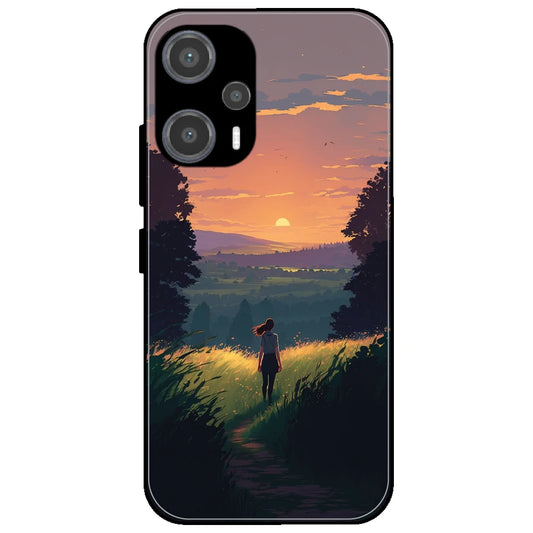 Girl & The Mountains - Glossy Metal Silicone Case for Poco F5