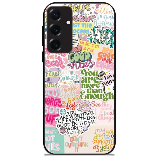 Good Vibes Stickers - Glossy Metal Silicone Case for Samsung Galaxy S25 Plus