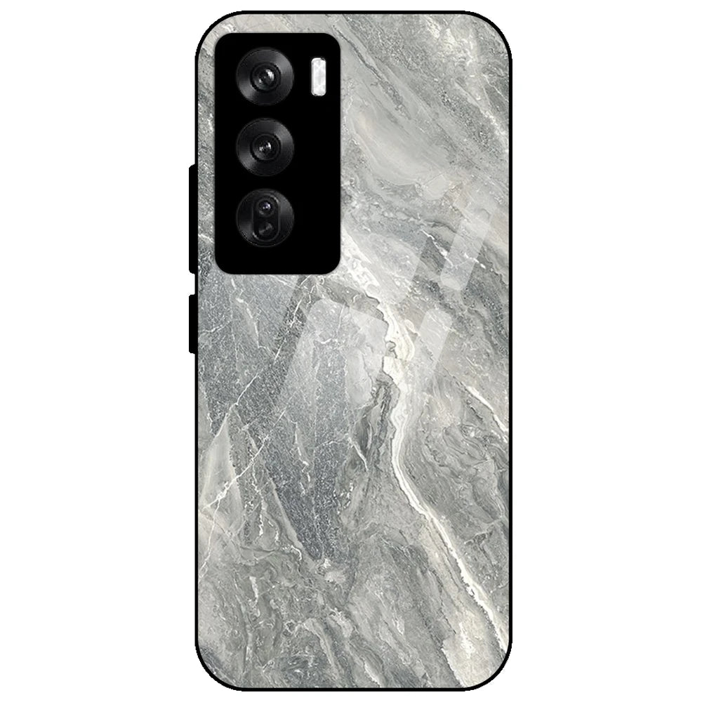 Graphite Grey Marble - Glass Case for Oppo Reno 12