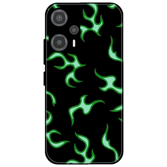 Green Flames - Glossy Metal Silicone Case for Poco F5