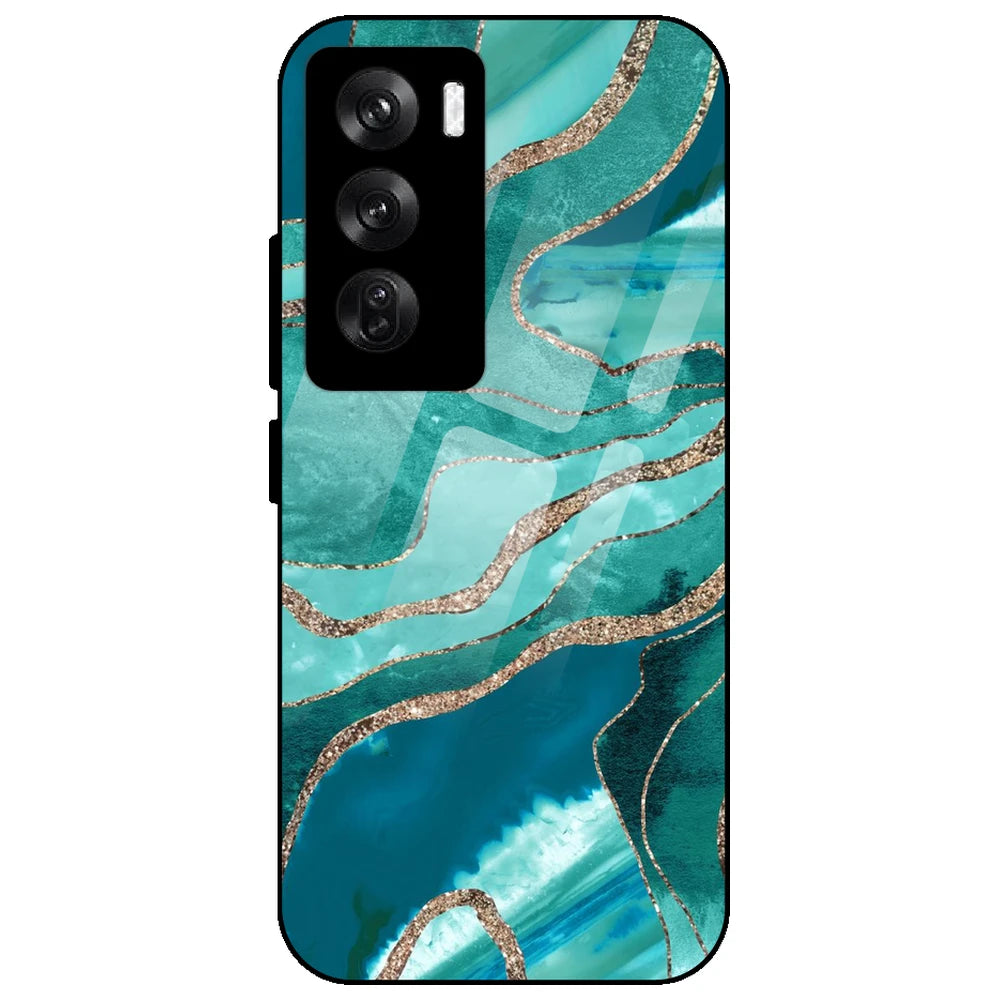 Green Marble - Glass Case for Oppo Reno 12