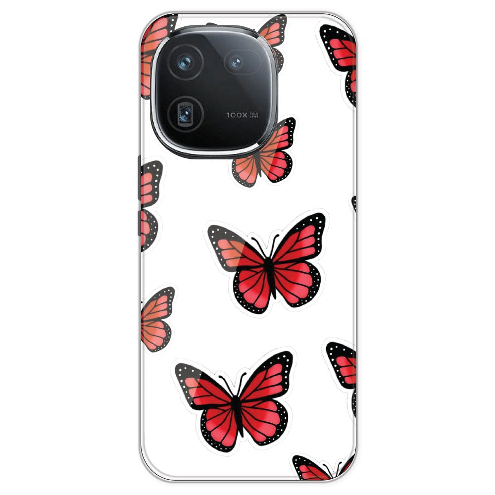 Red Butterfly - Clear Printed Silicone Case For IQOO 12
