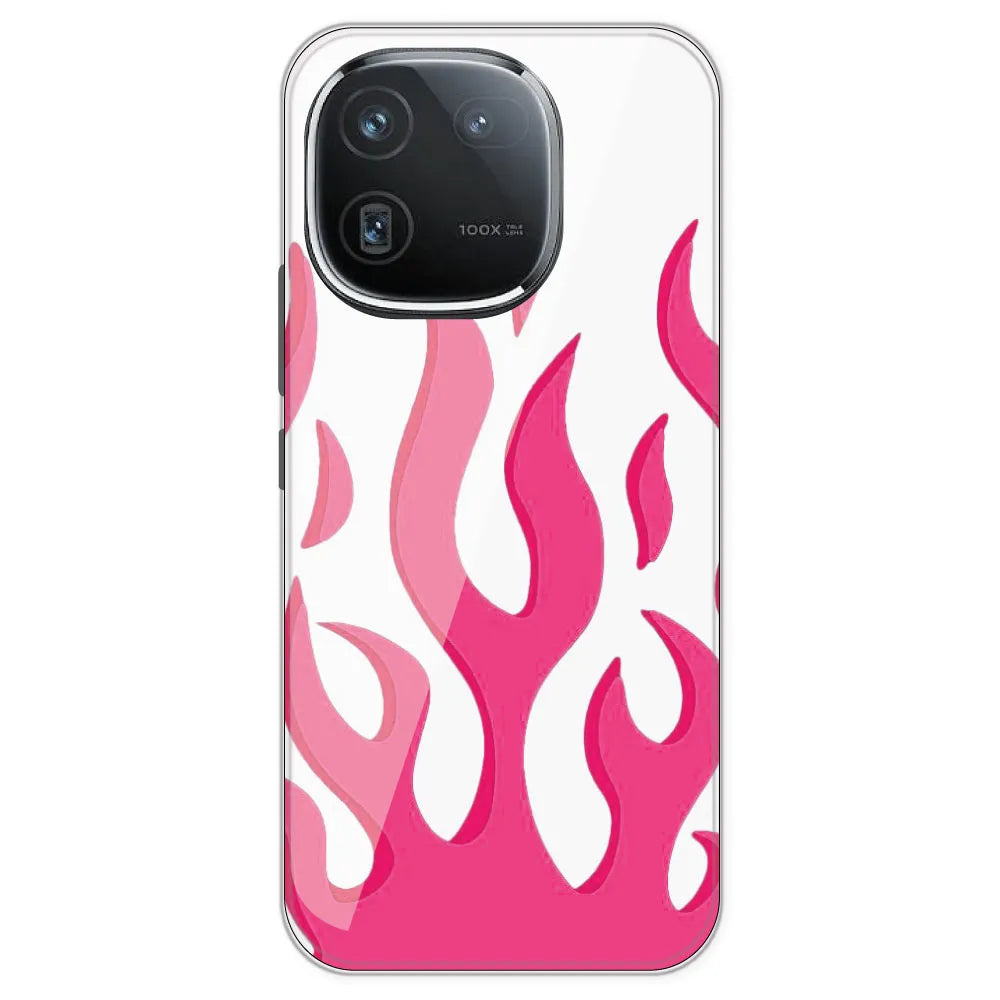 Pink Flames - Clear Printed Silicone Case For iQOO 12