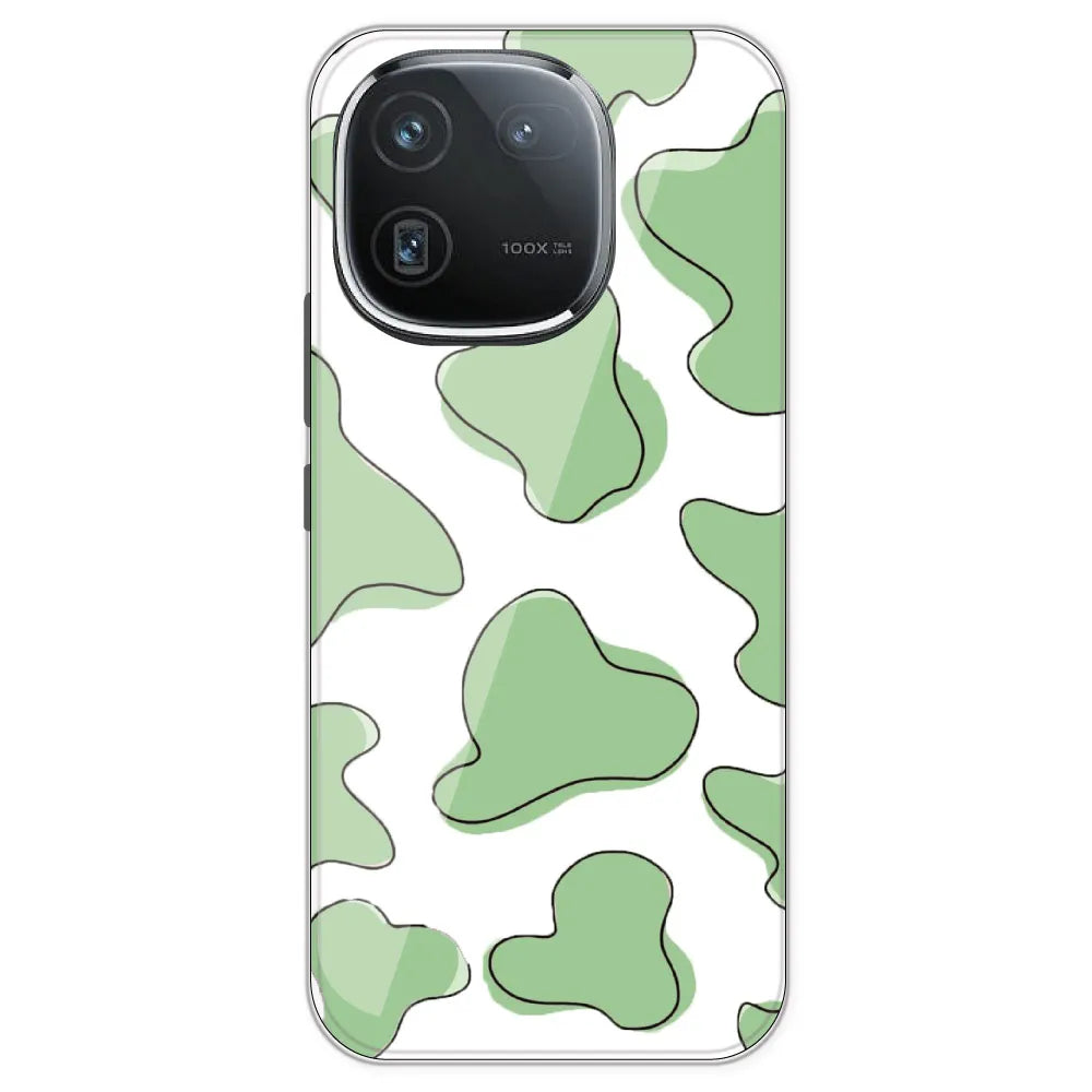 Green Cow Print - Clear Printed Silicone Case For IQOO 12