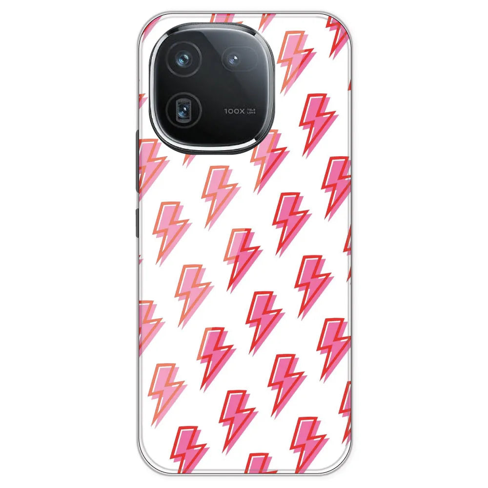 Pink Lightning Bolts - Clear Printed Silicone Case For IQOO 12