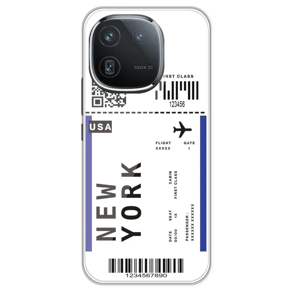 New York Ticket - Clear Printed Silicone Case For IQOO 12