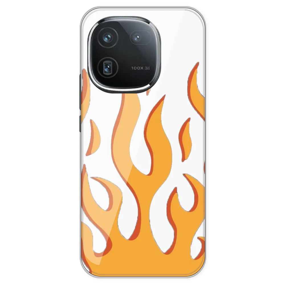 Orange Flames - Clear Printed Silicone Case For IQOO 12