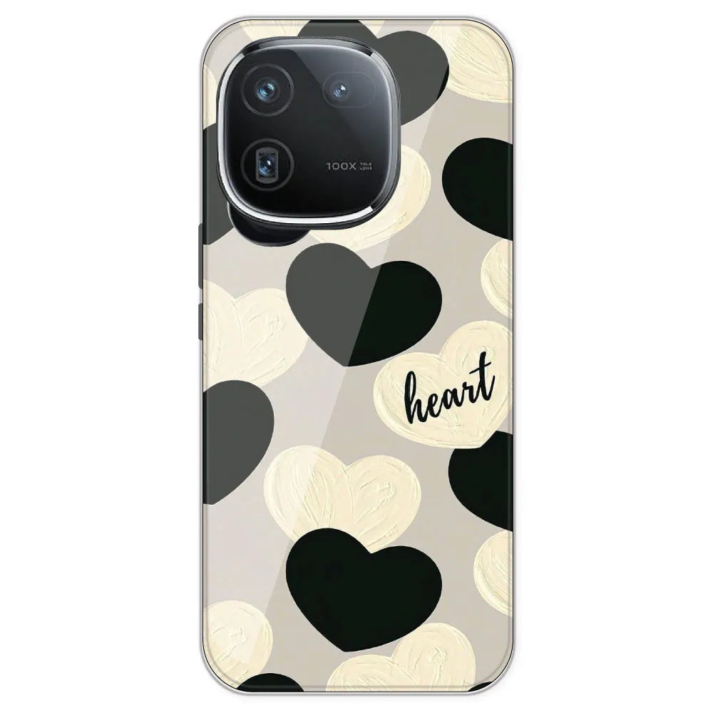Black And White Heart - Printed Silicone Case For IQOO 12