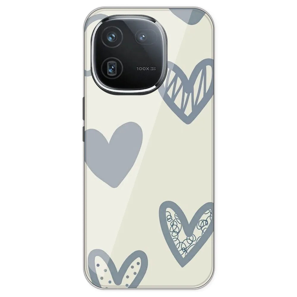 Light Blue Hearts - Printed Silicone Case For IQOO 12