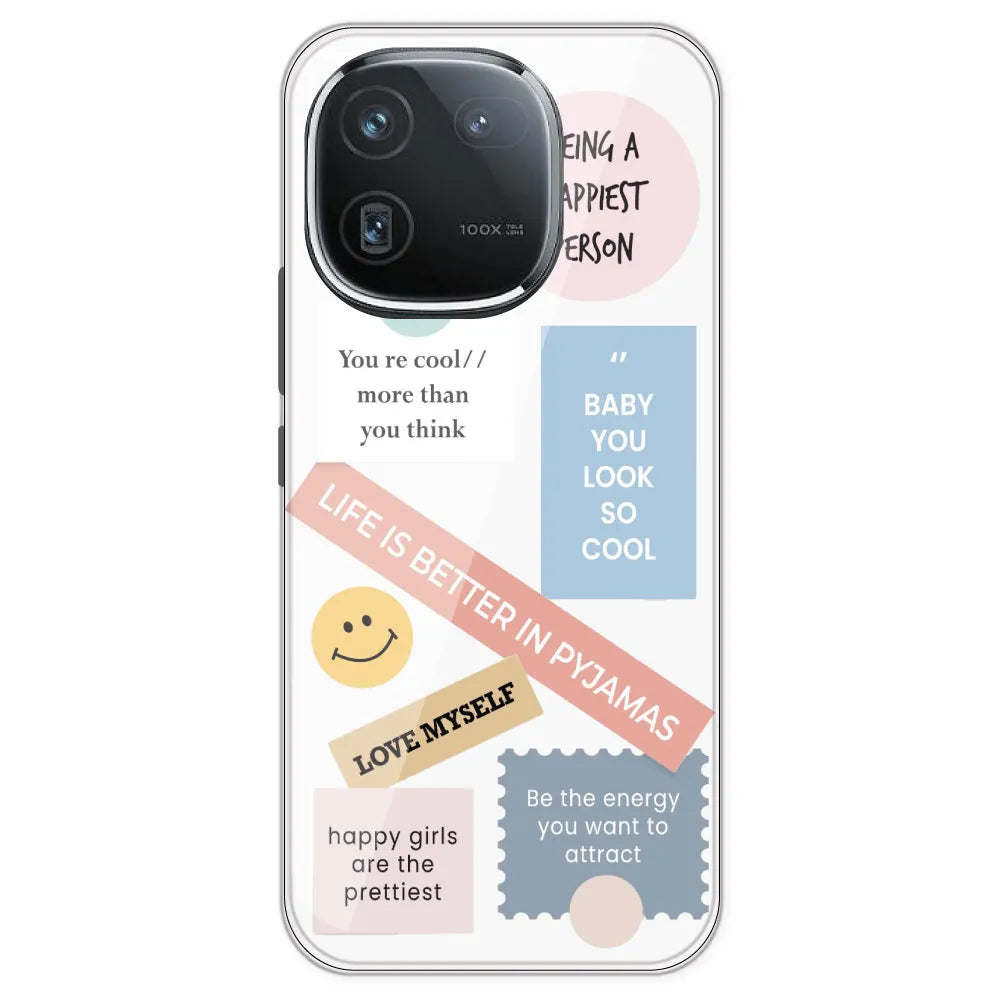 Be Happy - Clear Printed Silicone Case For IQOO 12