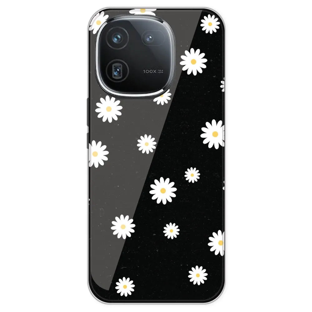 White And Black Flower - Printed Silicone Case For IQOO 12