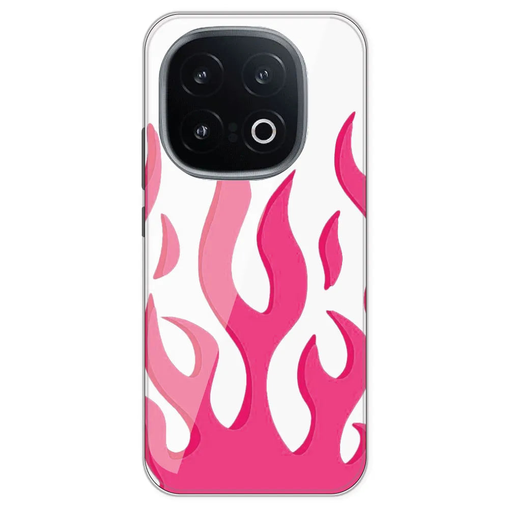 Pink Flames - Clear Printed Silicone Case For iQOO 13 5G