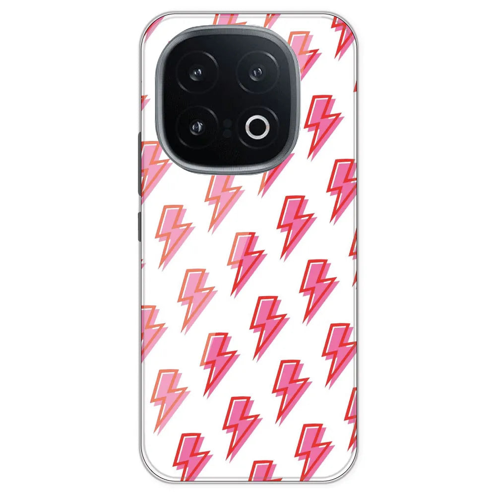 Pink Lightning Bolts - Clear Printed Silicone Case For IQOO 13