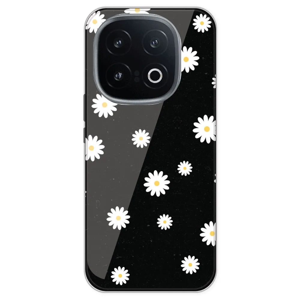 White And Black Flower - Printed Silicone Case For IQOO 13