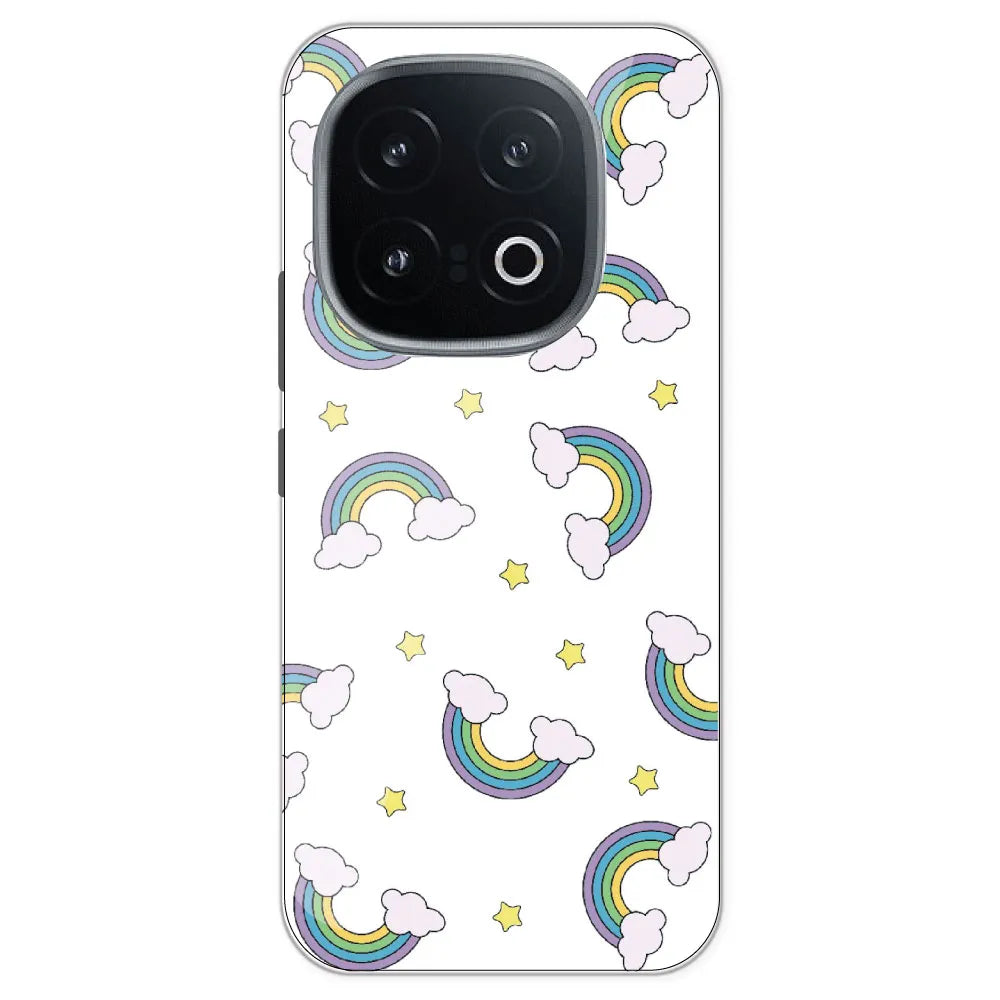 Rainbow With Clouds - Clear Printed Silicone Case For IQOO 13