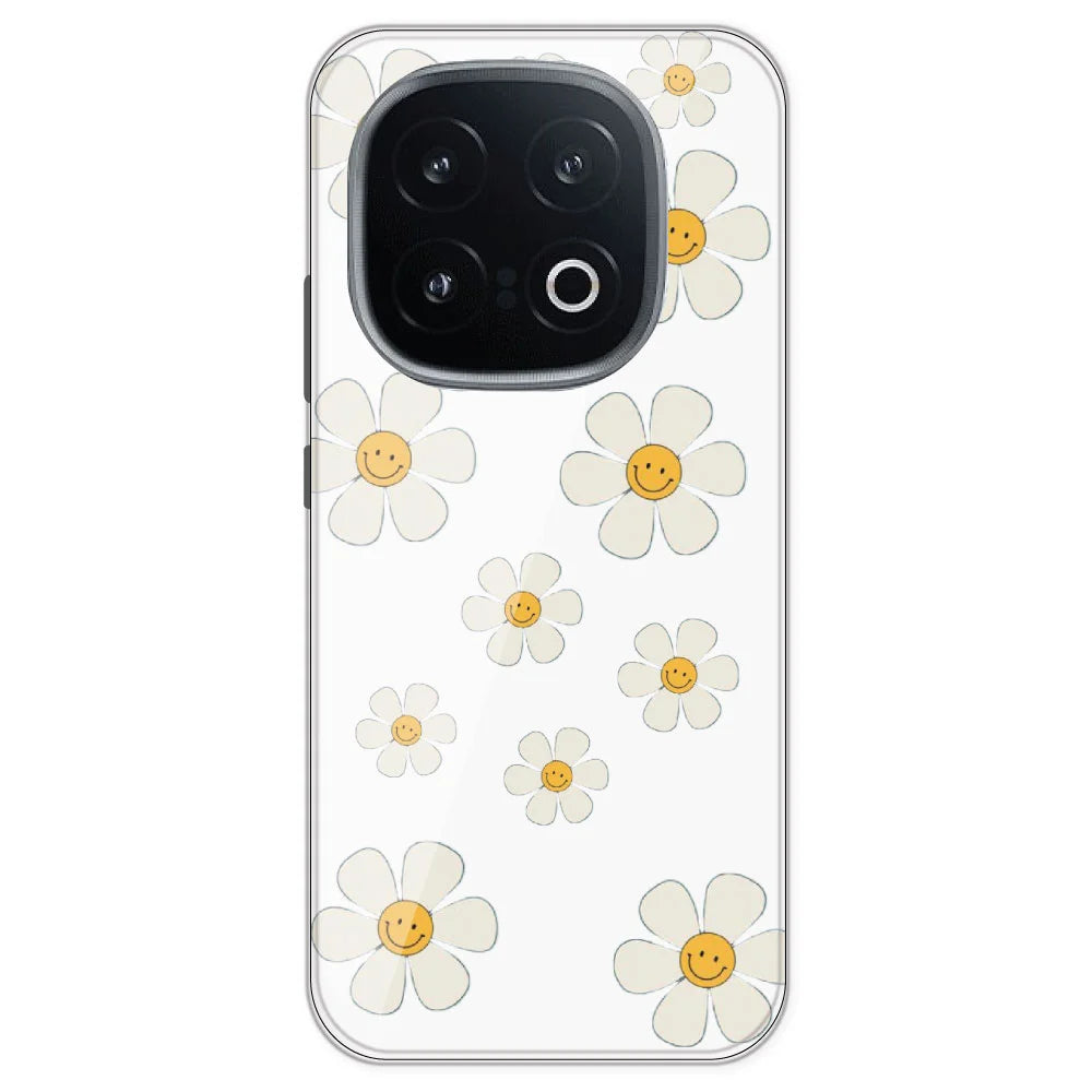 Smile Flowers - Clear Printed Silicone Case For IQOO 13