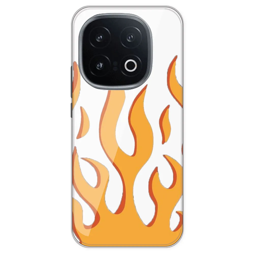 Orange Flames - Clear Printed Silicone Case For IQOO 13