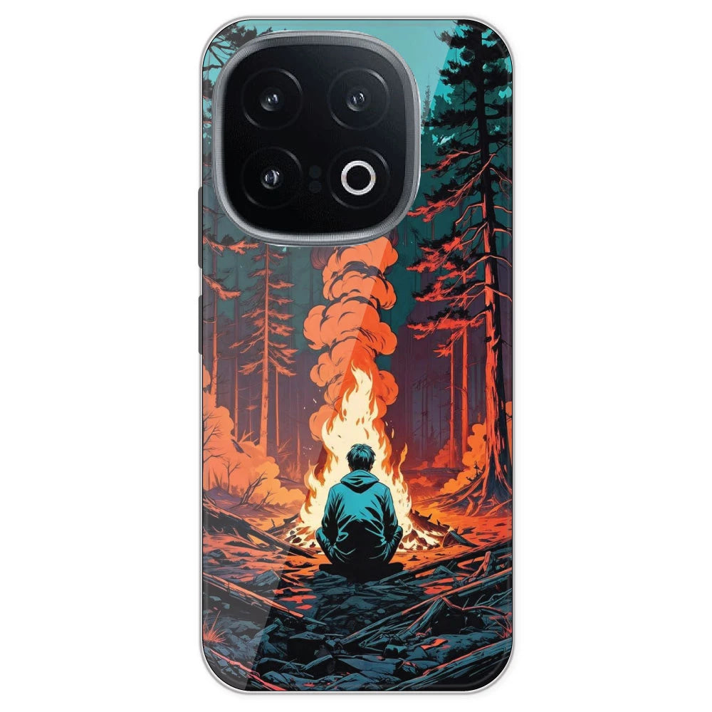 Boy With Camp Fire - Printed Silicone Case For IQOO 13