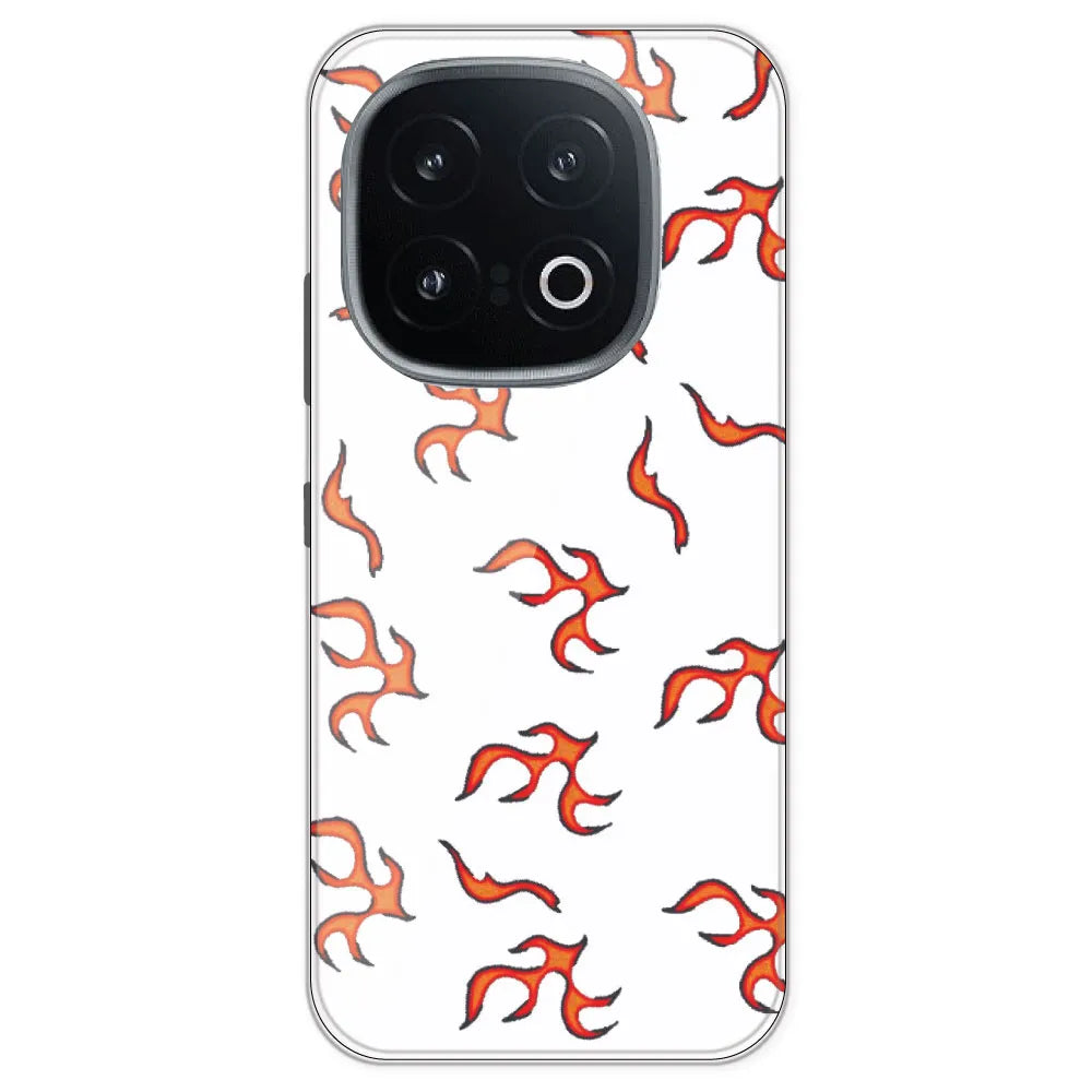 Orange Mini Flames - Clear Printed Silicone Case For IQOO 13
