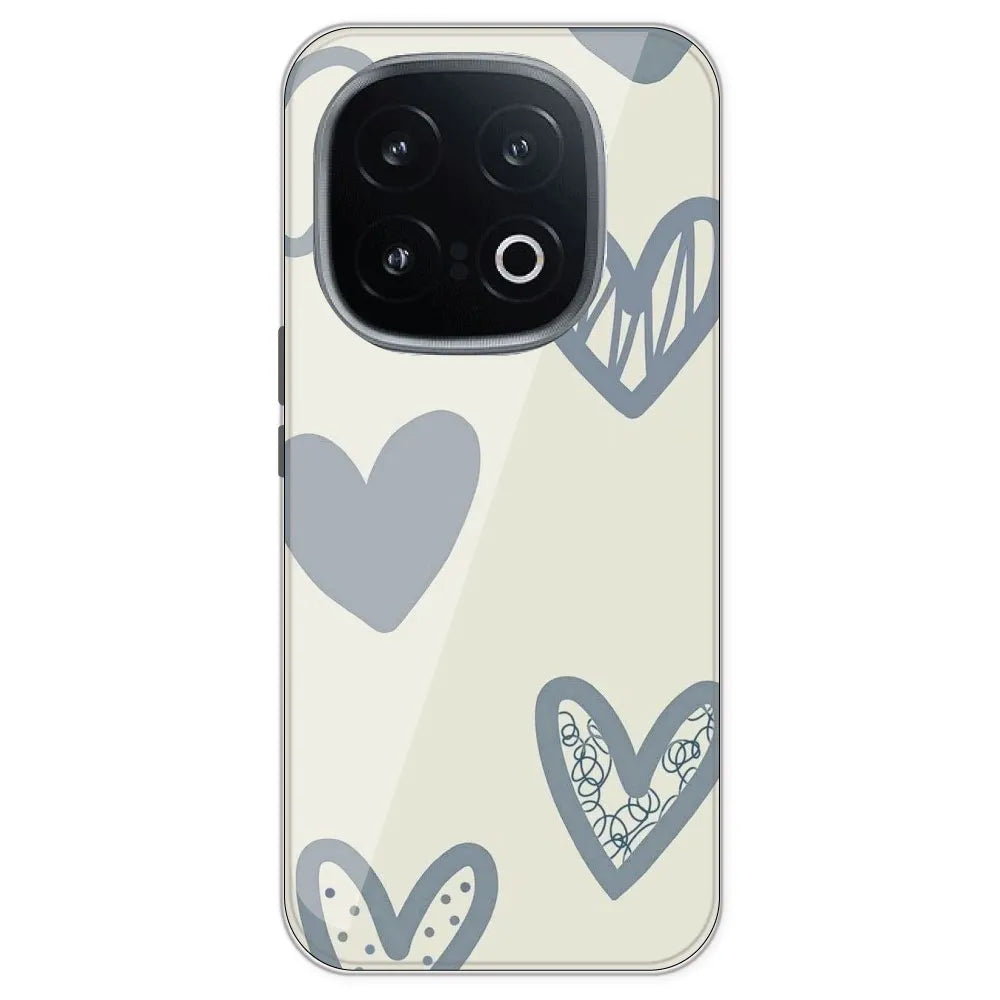 Light Blue Hearts - Printed Silicone Case For IQOO 13