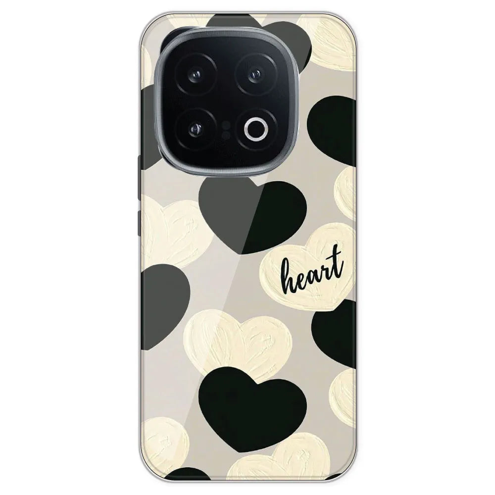 Black And White Heart - Printed Silicone Case For IQOO 13
