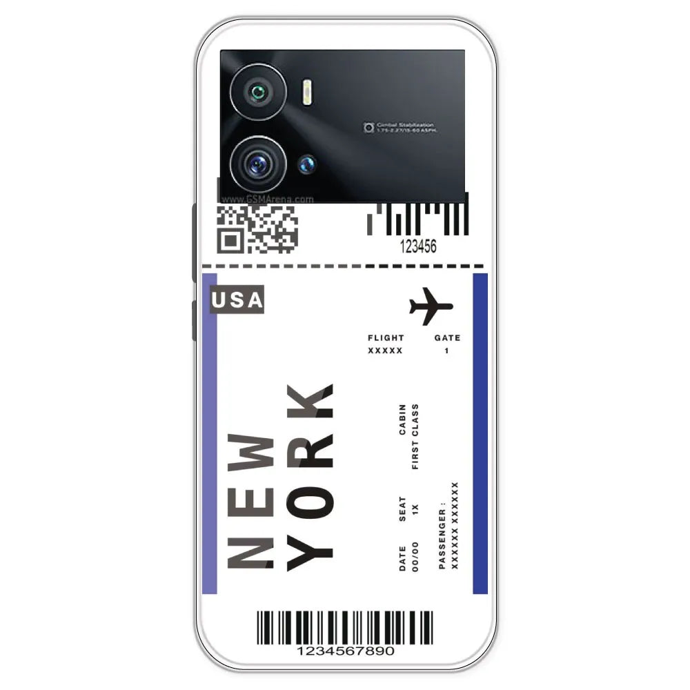 New York Ticket - Clear Printed Silicone Case For IQOO 9 Pro