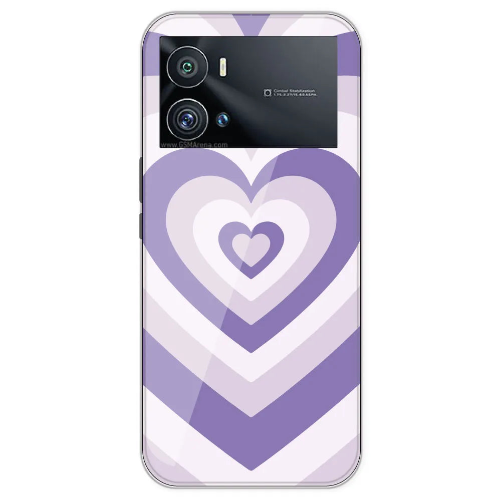 Dark Purple Hearts - Printed Silicone Case For IQOO 9 Pro