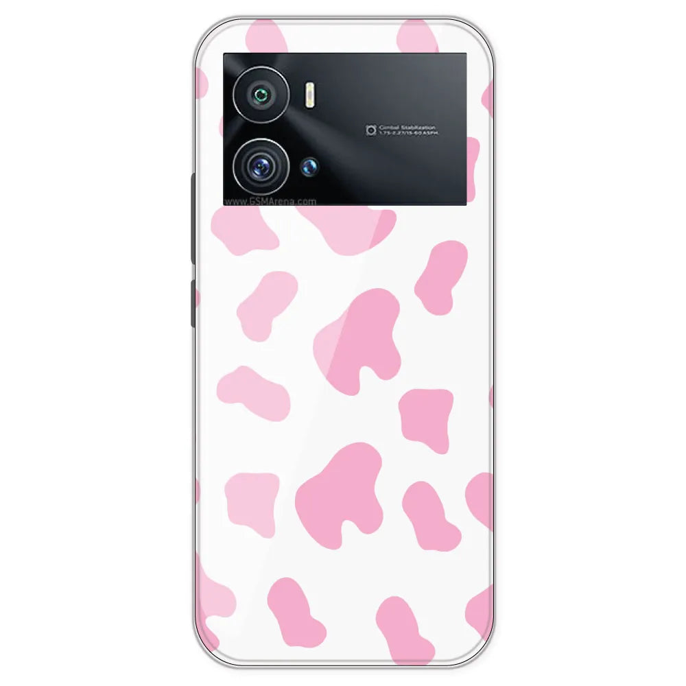 Pink Cow Print - Clear Printed Silicone Case For IQOO 9 Pro