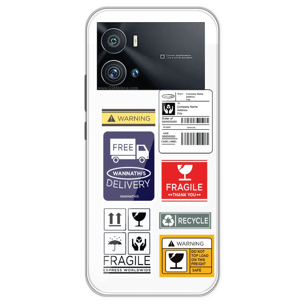 Caution Labels - Clear Printed Silicone Case For IQOO 9 Pro